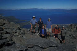 McRae, Mike, Karl, Mick, Jess, Michael on top of Mt Tallac