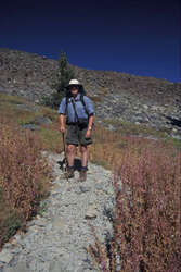 Andrew McRae, walking down from Mt Tallac