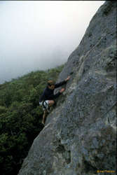 Scott climbing on Mt Doom