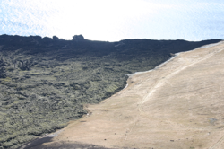 1973 eruption demarcation line.  New lava on the left, old land on the right