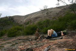 Matthew resting on West Bald Rock
