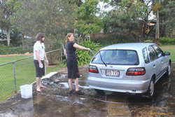Erica is such a good house guest, she washes other people's cars