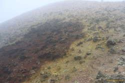 Sulfur deposits on the crater