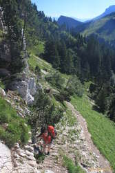 Charline coming up the North side of the Dent de Crolles