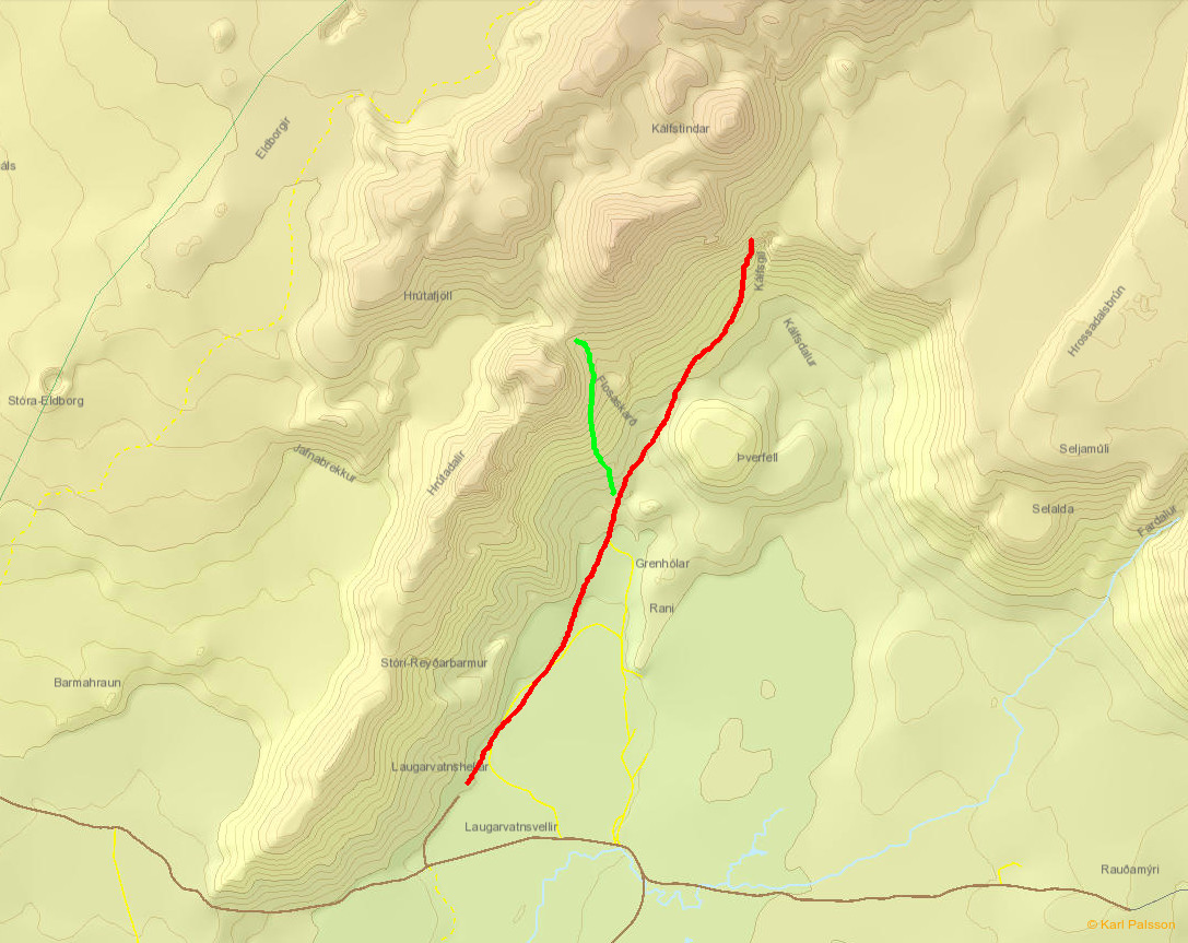 Map of the area, red is our route.
