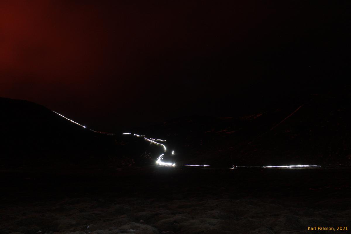 Line coming down route A, plus volcano glow